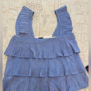 Jcrew tiered pleated blue tank top